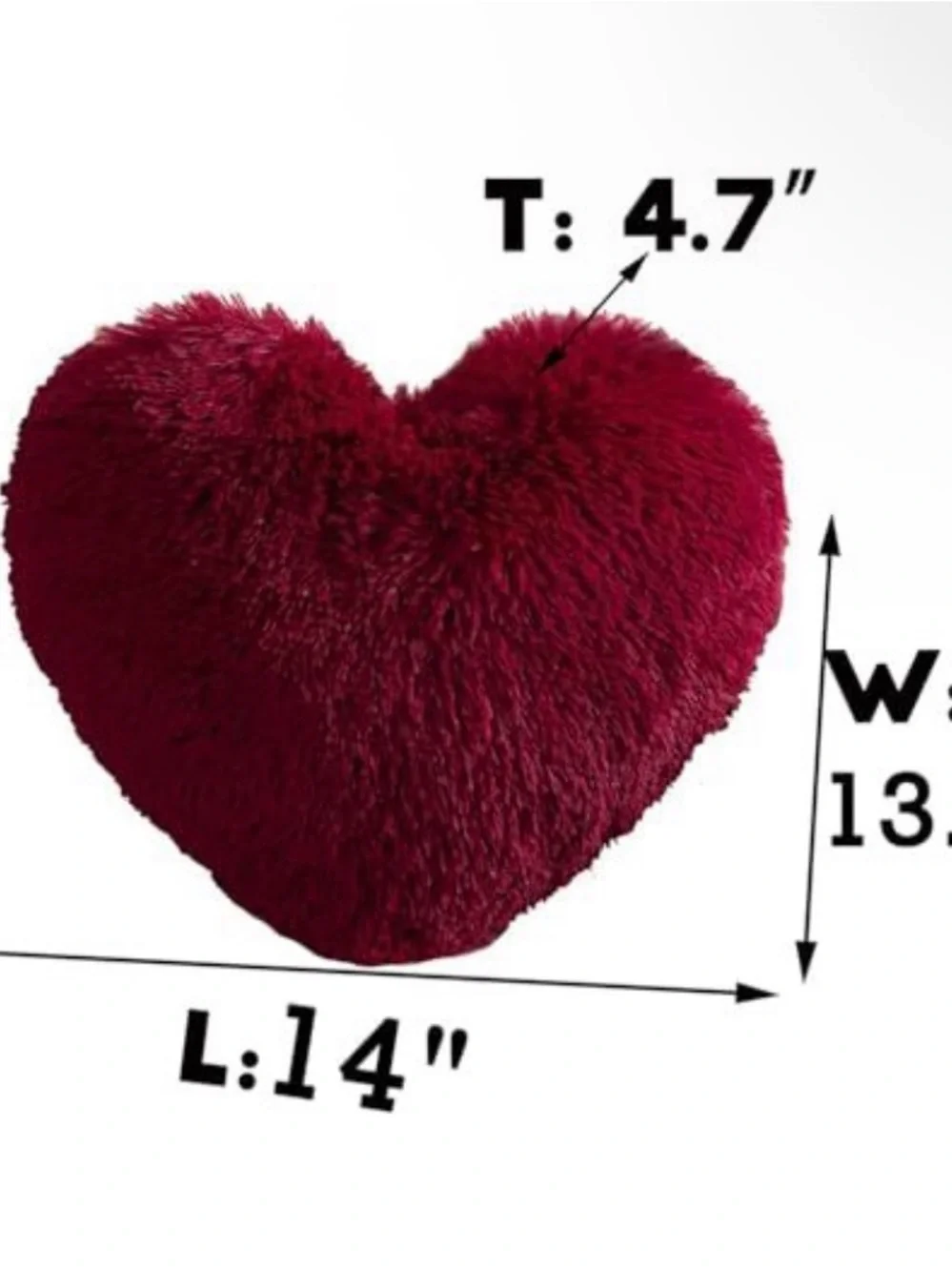 Plush Heart Throw Pillow in Deep Burgundy